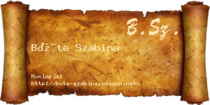Büte Szabina névjegykártya